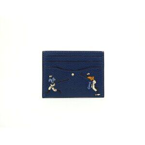 Coach Deep Blue Multi Play Ball Leather Slim Card Case NWT CAX56